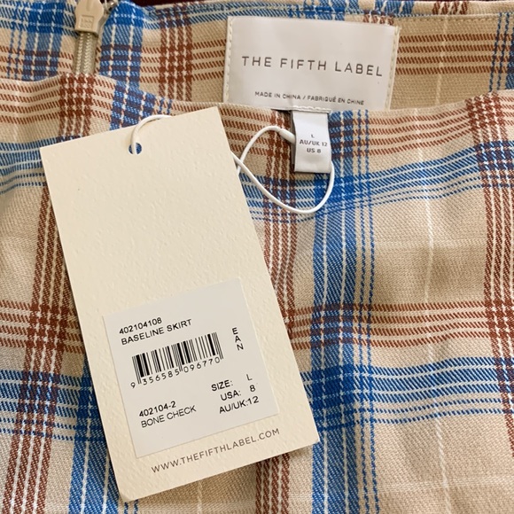 The Fifth Label Baseline Skirt in Bone Check - Picture 6 of 8